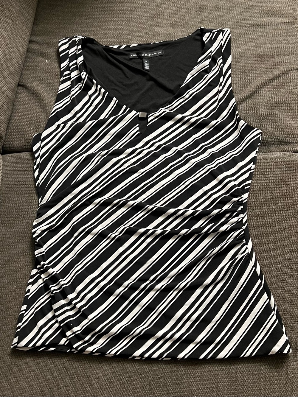 White House Black Market Black & White Diagonal Stripe Tank